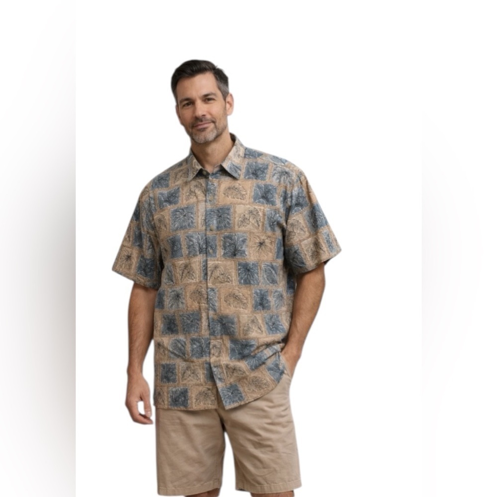 Cubavera Men’s Cabana Hawaiian Shirt Tropical Print Short Sleeve Size M